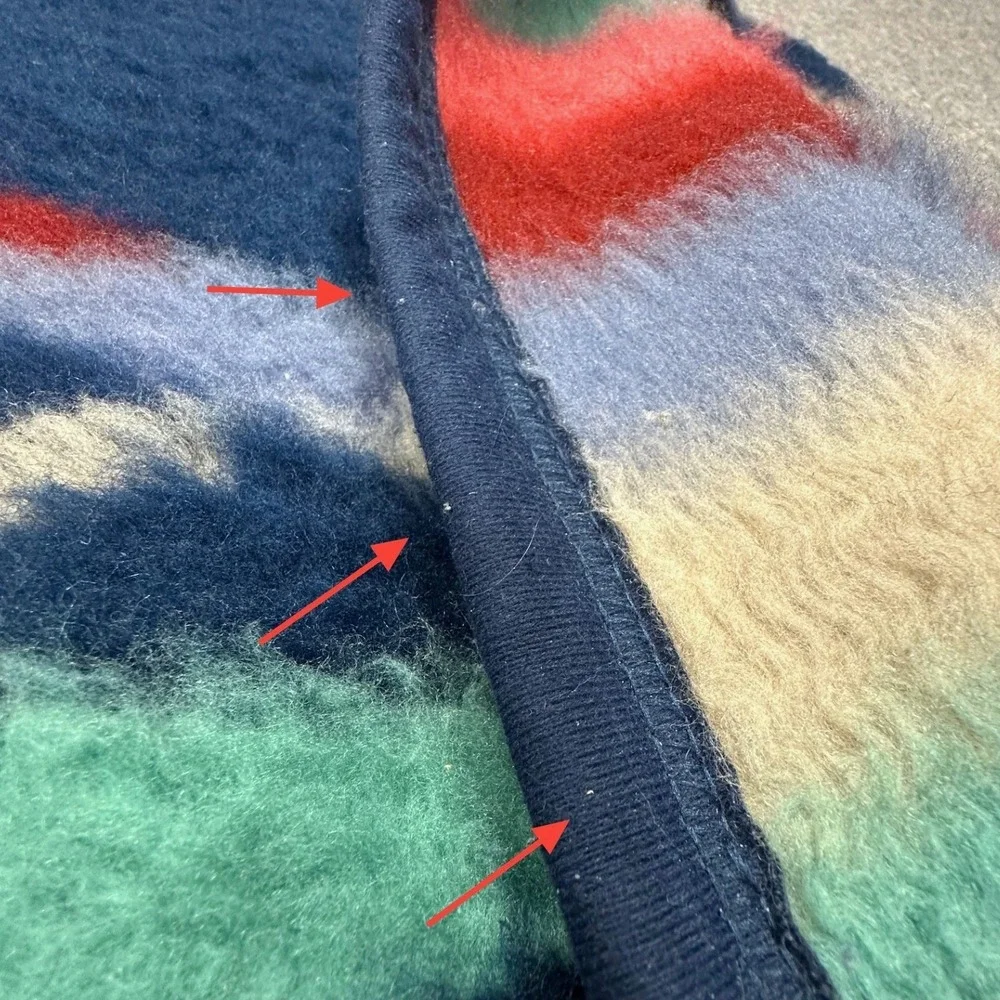 Vintage 90s Biederlack Southwestern Aztec Fleece Throw Blanket 57